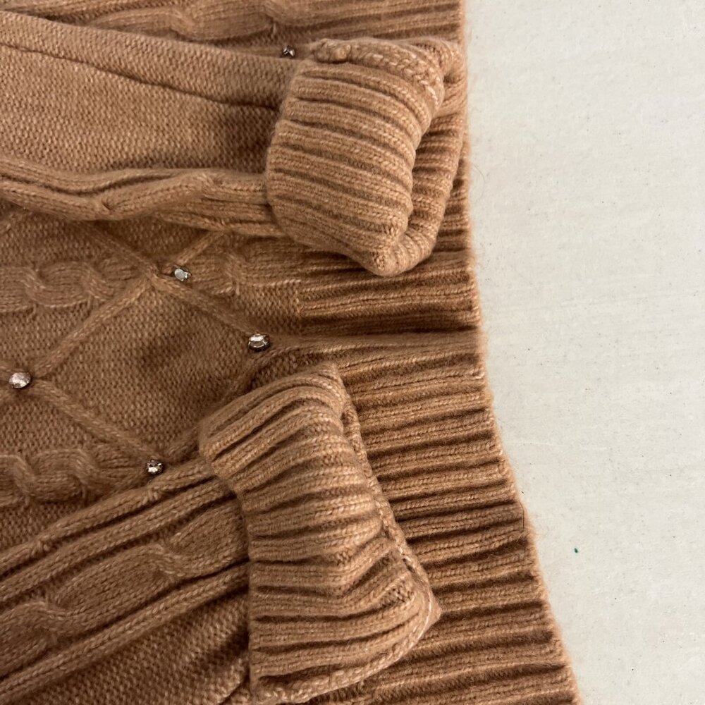 NWT A New Day Womens Cable Knit Sweater W/ Rhinestones Light Brown Small - Picture 6 of 8